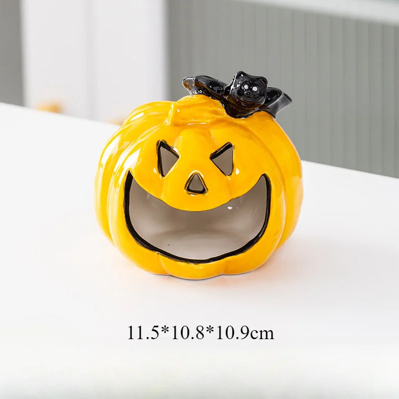 Halloween Ceramic Tealight Holder | Pumpkin, Witch & Monster Candle Holders