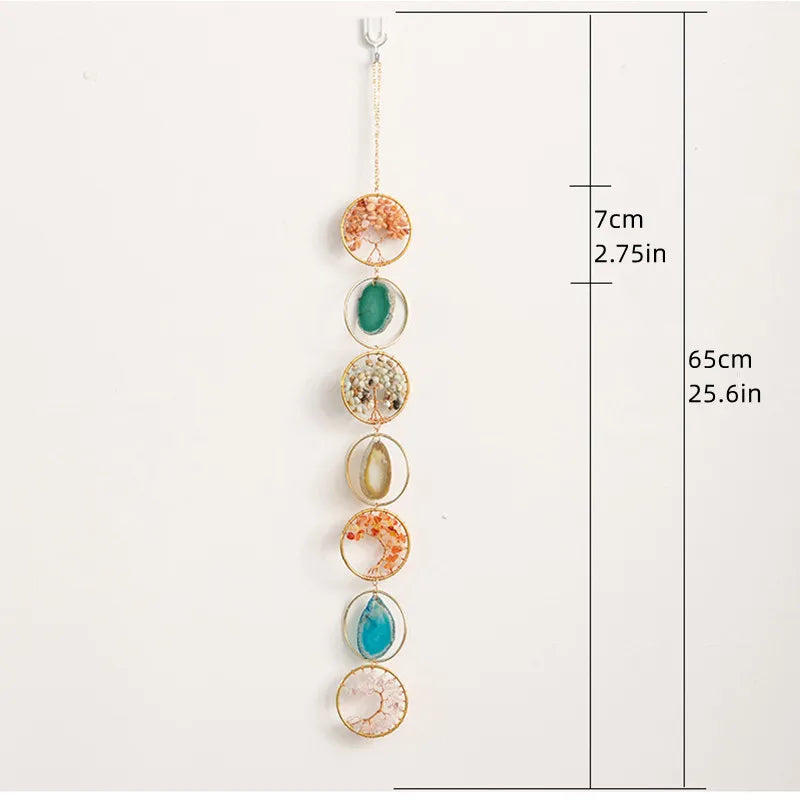 7 Chakra Crystal Tree of Life Hanging — Natural Gemstone Suncatcher