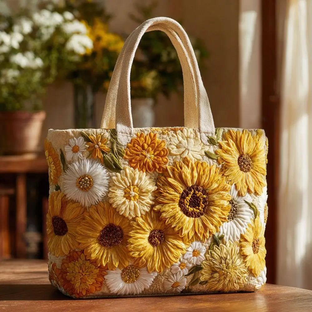 Quilted-Look Canvas Tote Bag | Floral & Animal Designs