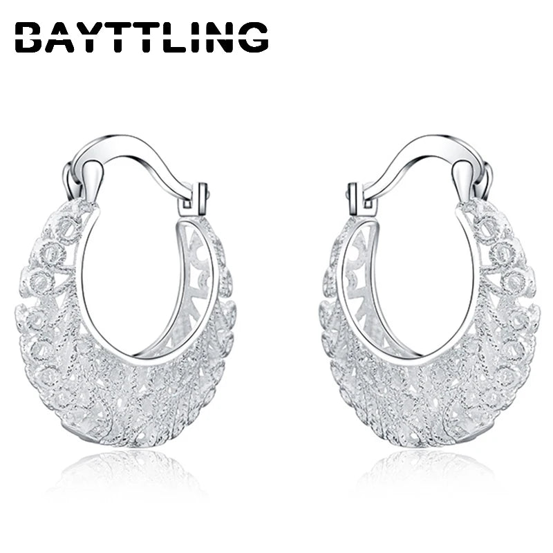 Hollow Round Hoop Earrings | Silver Style