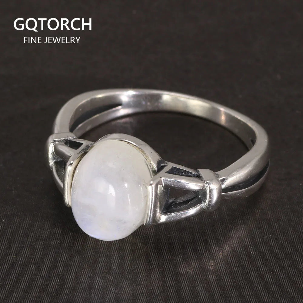Natural Moonstone Ring | 925 Sterling Silver Bezel Setting