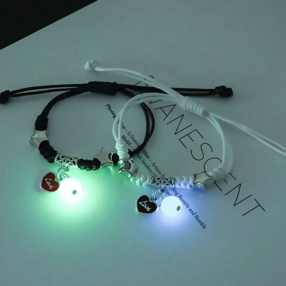 Luminous Bead Matching Bracelet Set | Friendship & Couple Charm Bracelets