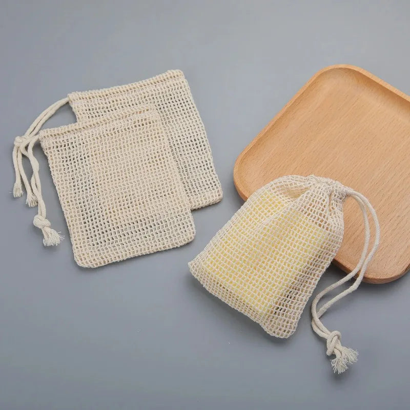 Eco-Friendly Handmade Natural Cotton Mesh Soap Pouch