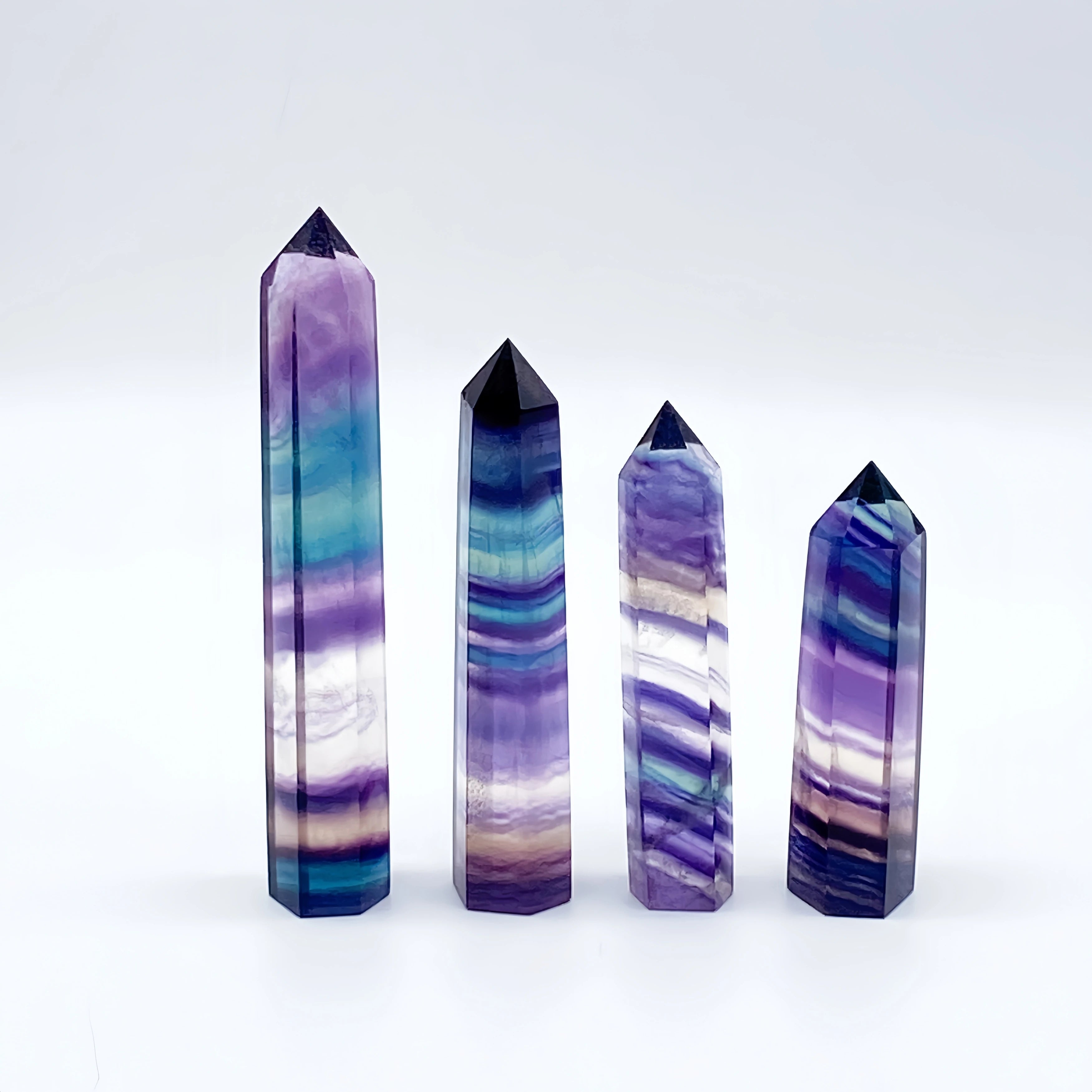 Natural Colorful Fluorite Crystal Tower — Rainbow Healing Stone Hexagonal Wand Point