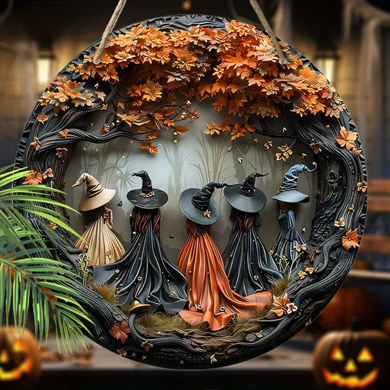 Gothic Witch 2D Wooden Hanging Decor – Halloween Wall Art