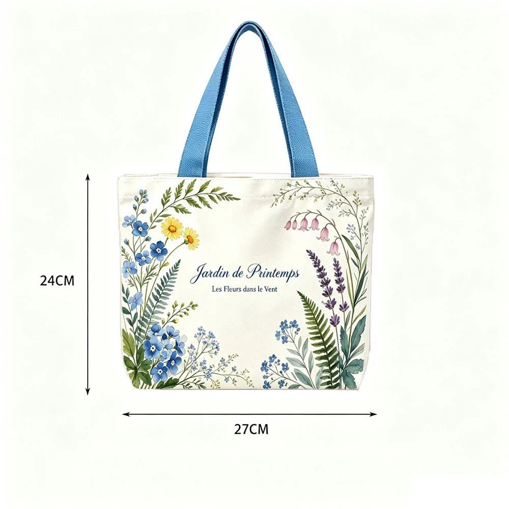 Floral & Lemon Canvas Tote Bag | Small & Large