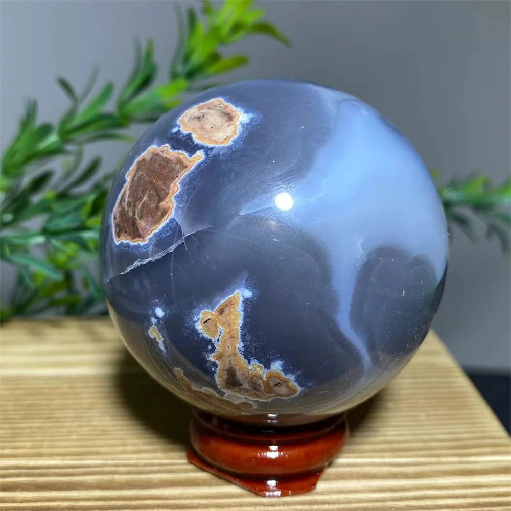Natural Agate Crystal Sphere with Stand | Hand-Selected · Unique Flash Stone