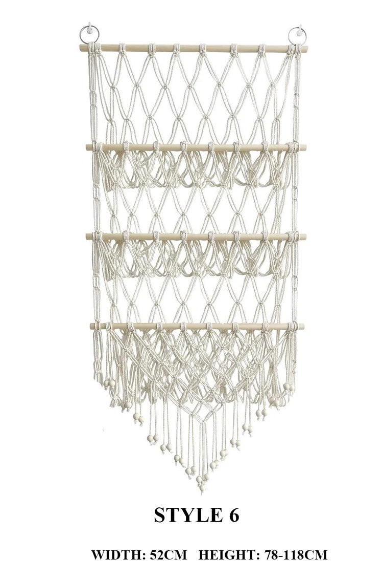 Boho Handwoven Storage Hammock | Wall-Mounted Stuffed Animal & Toy Organizer
