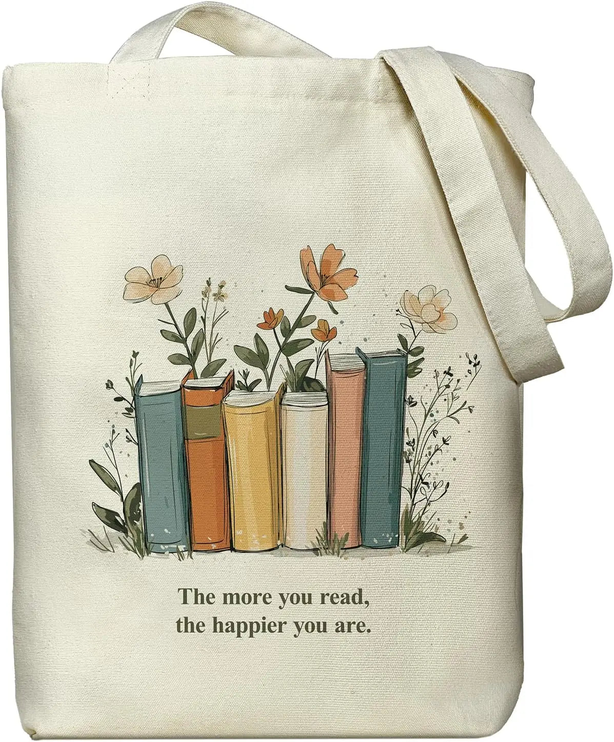 Floral Canvas Tote Bag | Zippered Women's Bag for Work, Shopping & Everyday