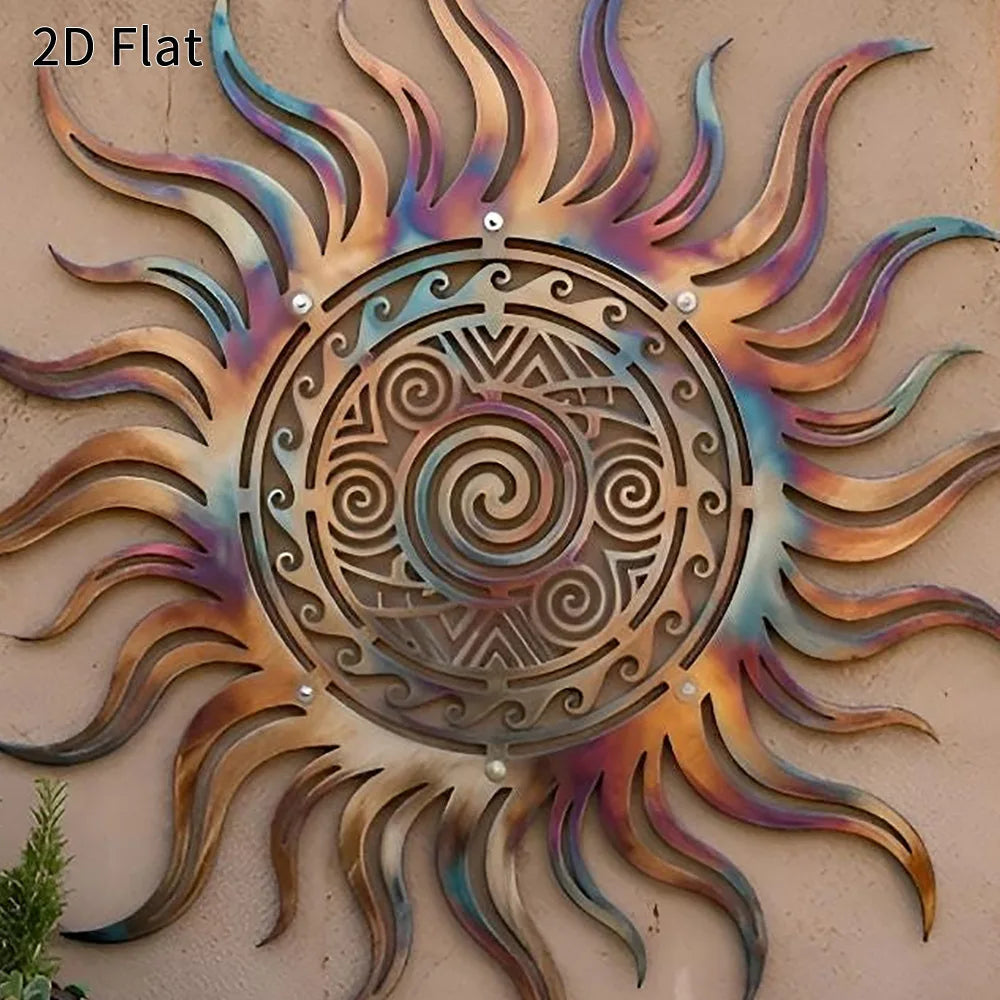 Rustic Boho Sunburst Iron Wall Art