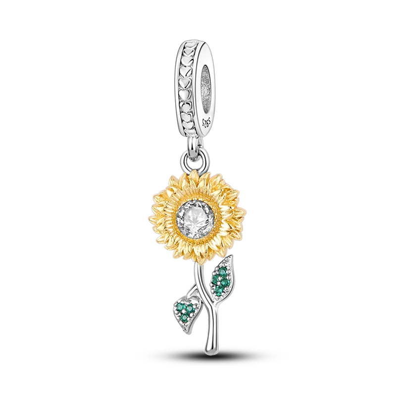 925 Sterling Silver Animal & Floral Charms for Bracelets – Cat, Sunflower & More