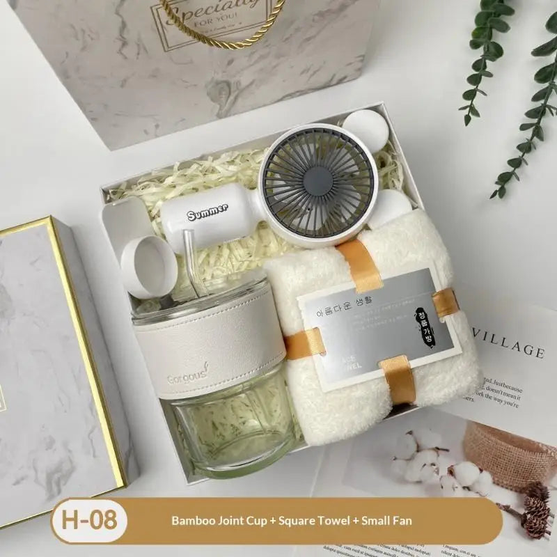 3-in-1 Summer Gift Set | Bottle, Fan & Umbrella