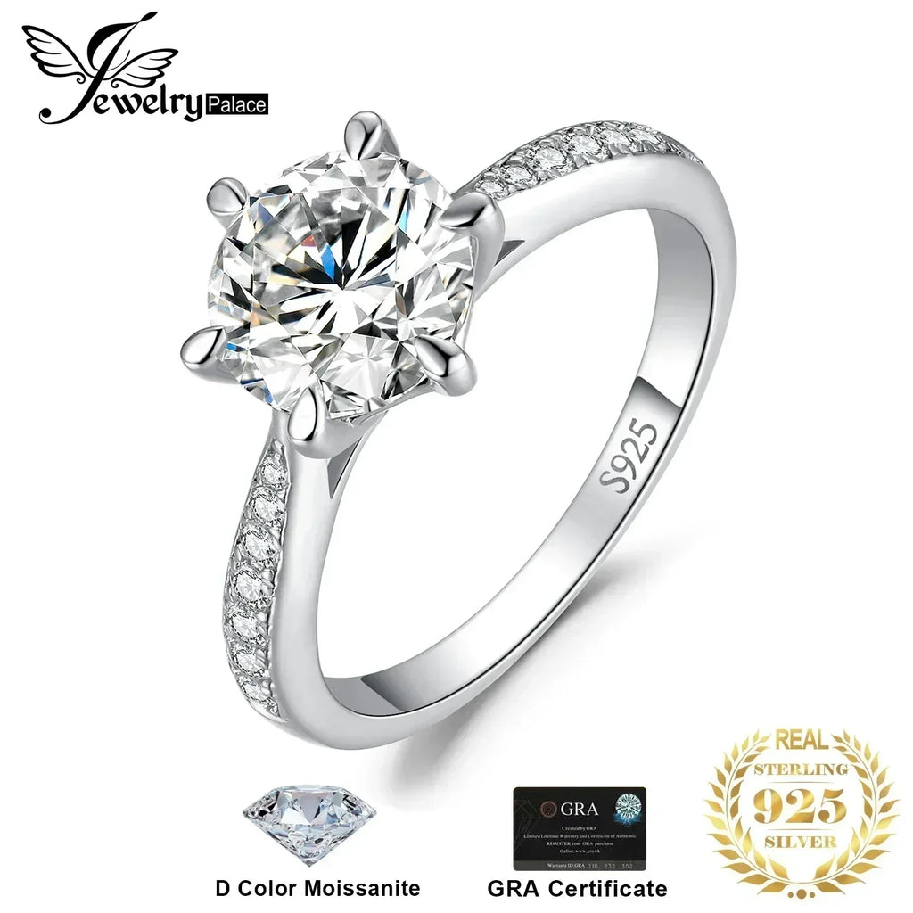 Starlight Round Moissanite Sterling Silver Ring