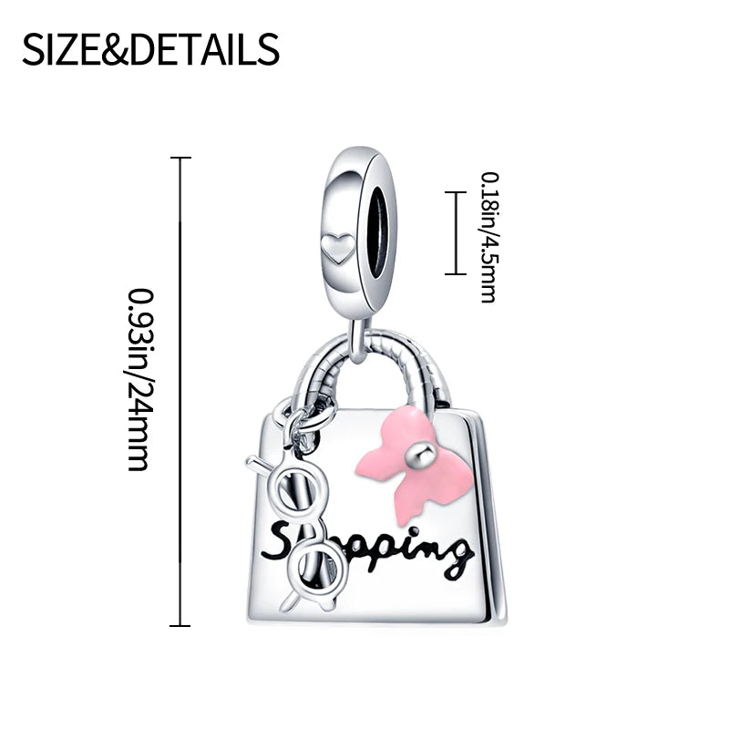 925 Sterling Silver Handbag Charm Pendant – Zircon DIY Bracelet & Necklace Gift