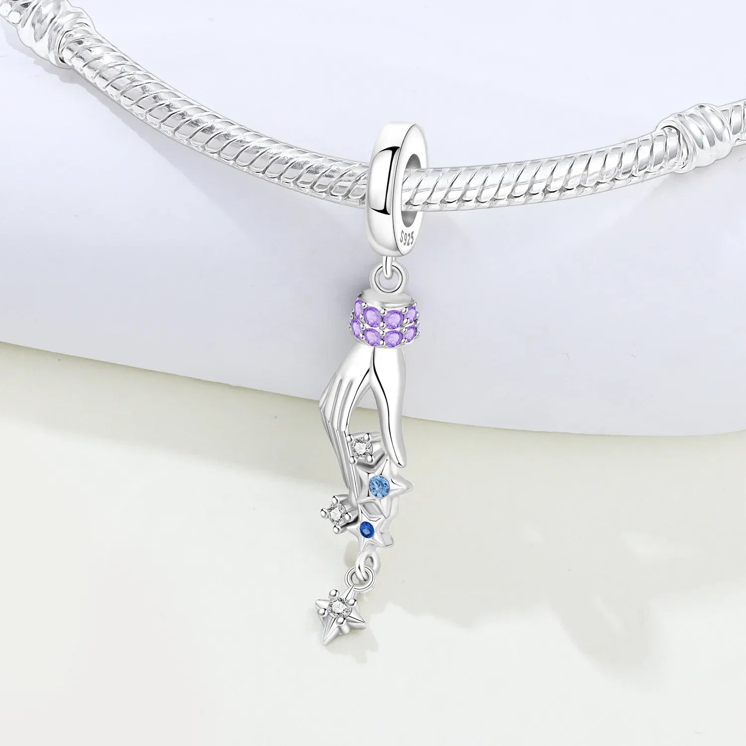 Moon & Sun Celestial Charms – 925 Sterling Silver Zircon Bracelet Pendants