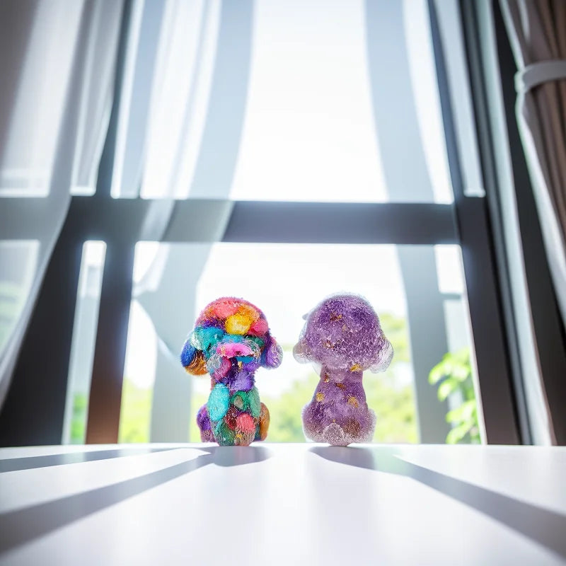 Teddy Dog Figurine | Resin & Crystal Gravel Keepsake