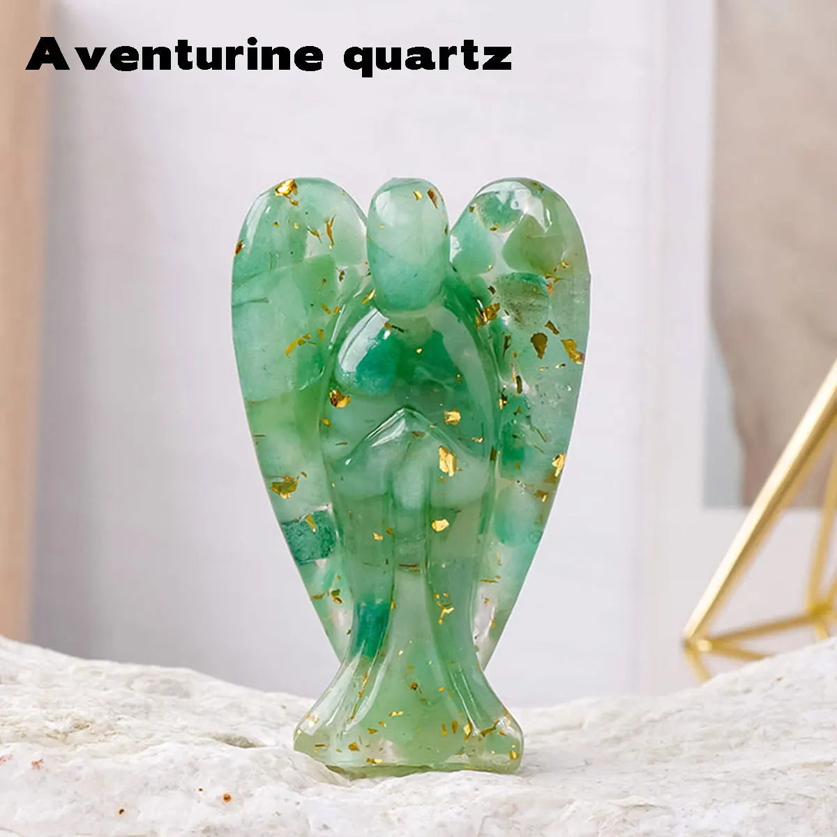 Crystal Gravel Resin Guardian Angel Figurine — Healing Stone Decor & Gift