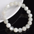 Natural Moonstone Bracelet | White, Blue & Peach | Genuine Gemstone Beads