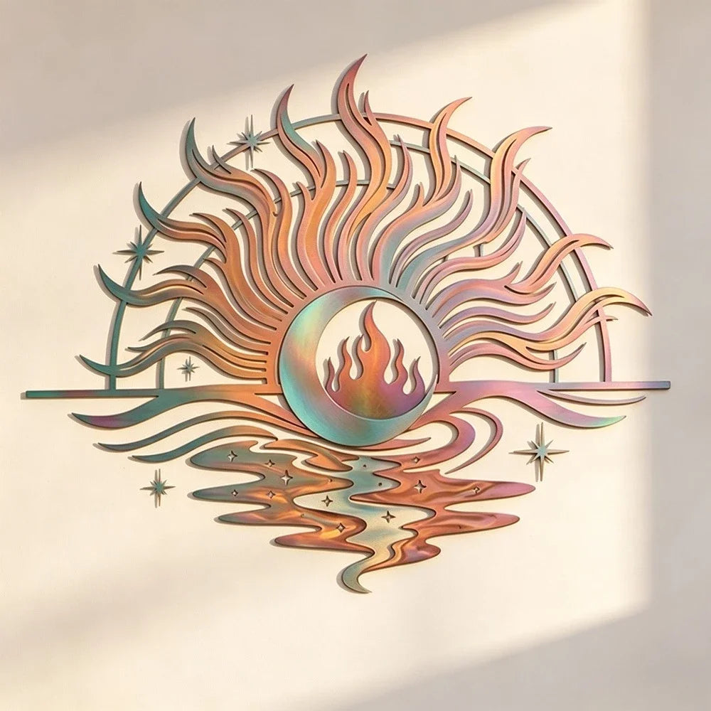 Celestial Sun & Moon Metal Wall Art
