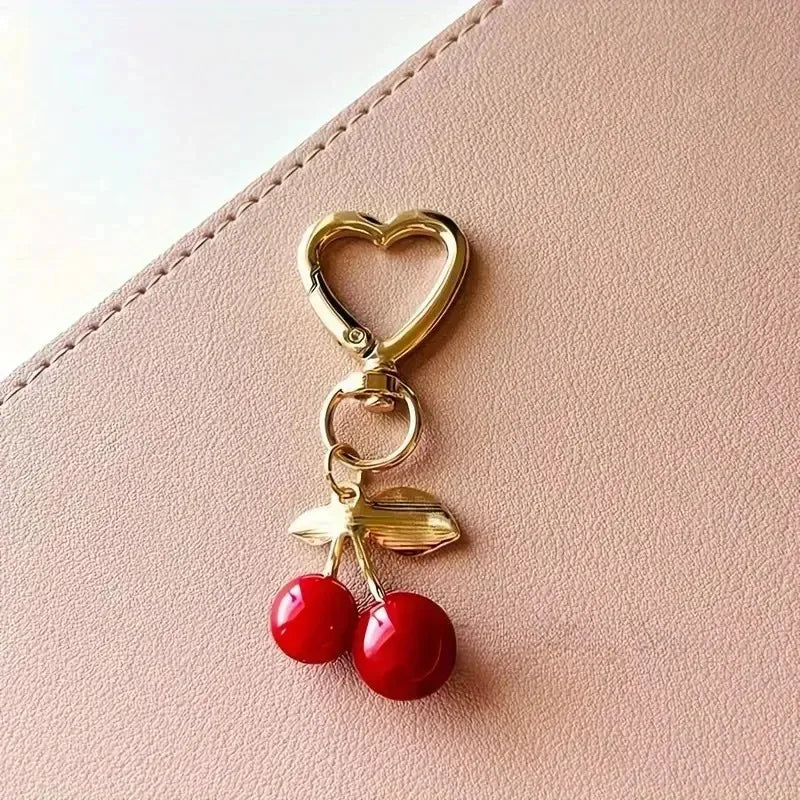Cherry Blossom Heart Bag Charm | Lobster Clasp Purse Accessory