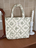 Quilted Cotton Flower Tote Bag | Boho Lunch & Shoulder Bag for Women