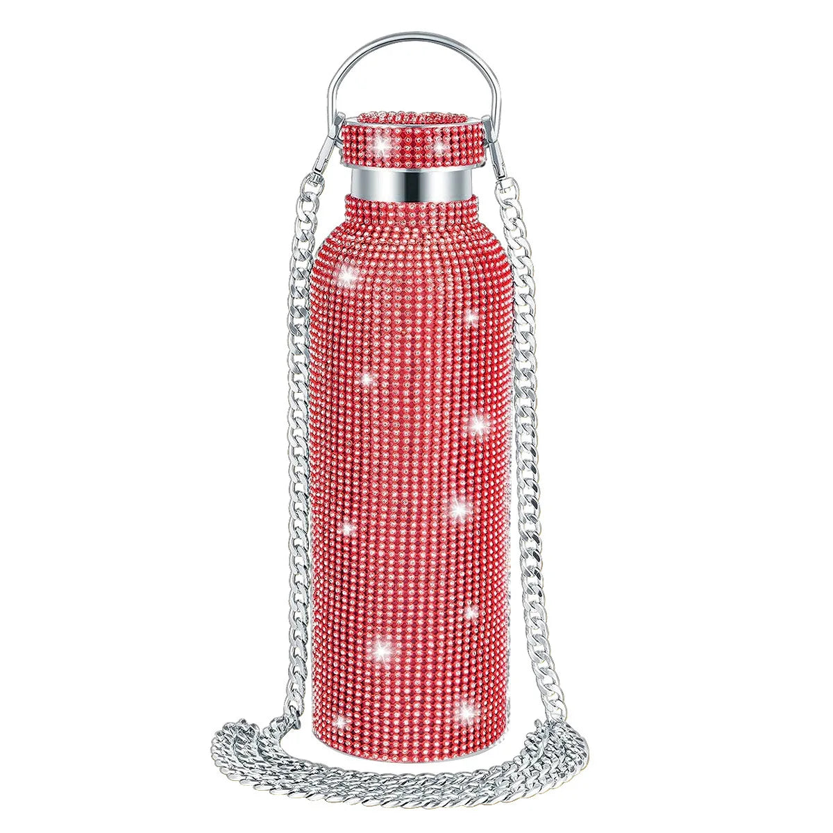 Shiny Glitter & Leopard Print Tumbler | Insulated Stainless Steel Cup with Chain