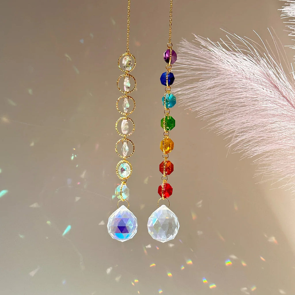 Rainbow Whimsy Crystal Suncatcher Mobile