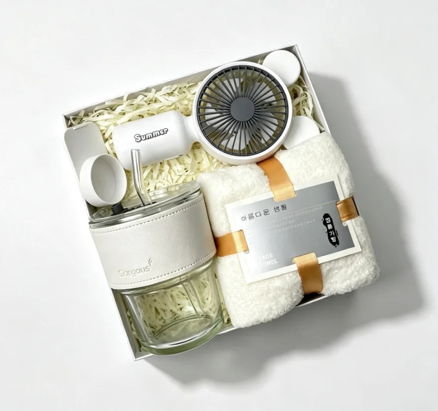 3-in-1 Summer Gift Set | Bottle, Fan & Umbrella