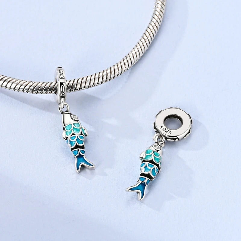 Silver-Plated Moon & Heart Charm Bead | Nickel-Free Copper Pendant for Bracelets & Keychains