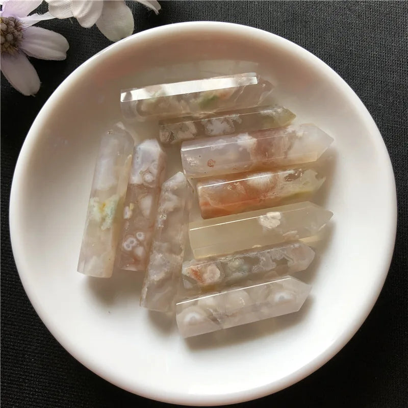 Cherry Agate Crystal Tower — Natural Pink Sakura Quartz Point