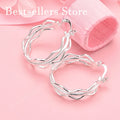 Triple-Layer Wave Hoop Earrings | 27mm Silver