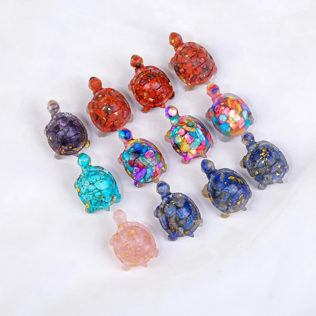 Natural Crystal Stone Turtle Statue — Reiki Figurine & Feng Shui Decor