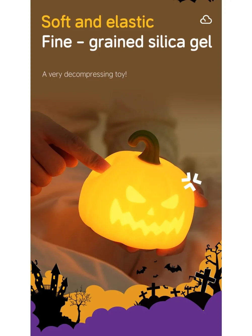 Pumpkin Night Light | Warm Glow & Spooky Personality
