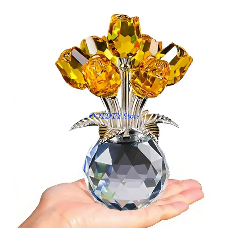 Handmade Crystal Rose Figurine — Elegant Flower Gift for Her