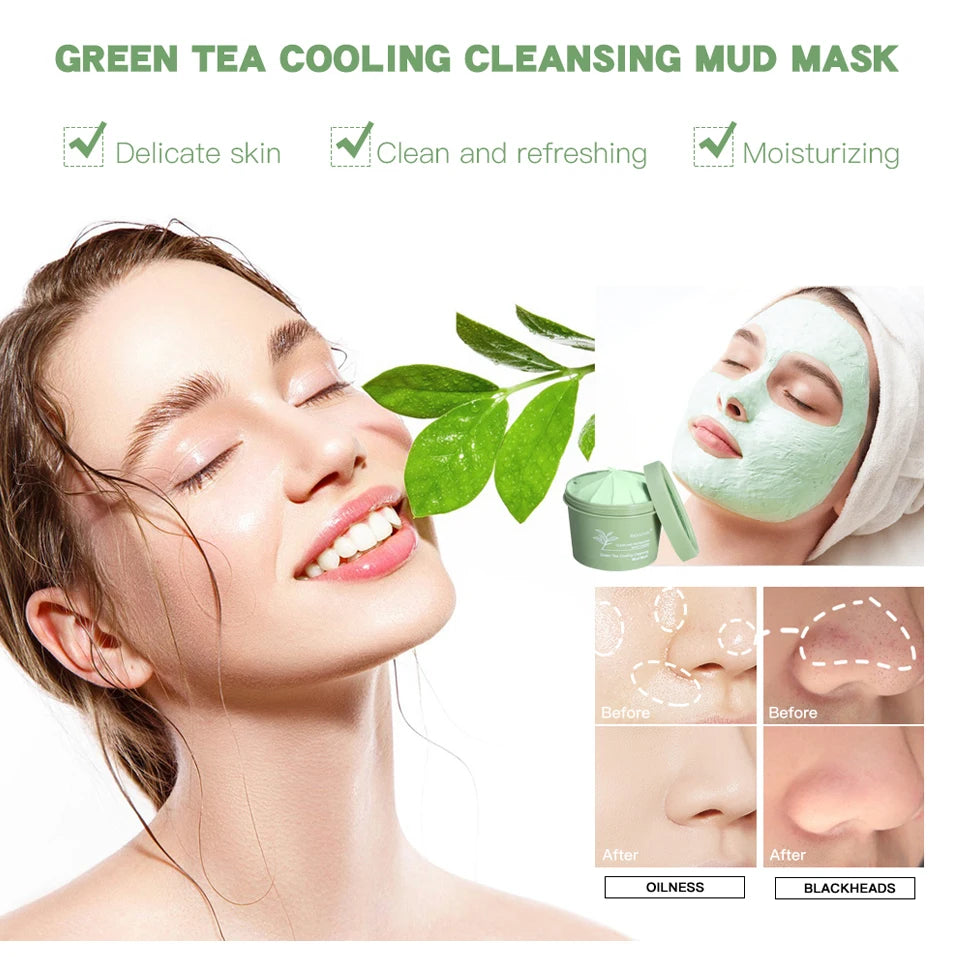 Green Tea Clay Mud Mask – 100g | Deep Cleansing & Pore Refining