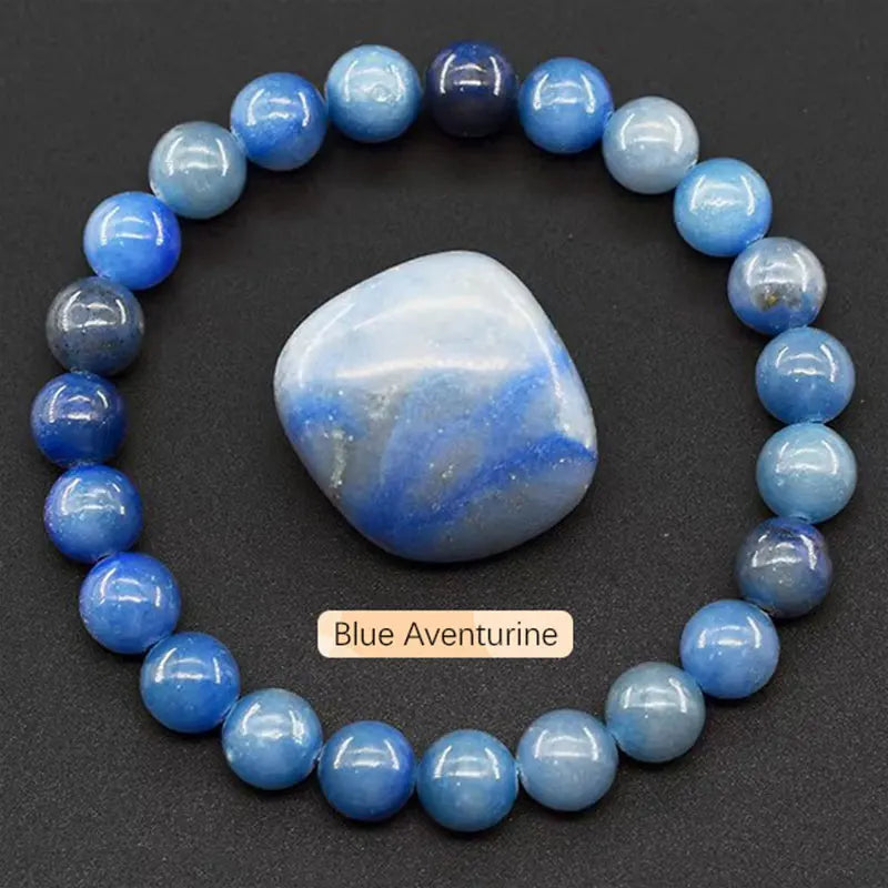 Natural Gemstone Beaded Bracelet — Healing Crystal Stretch Bracelet