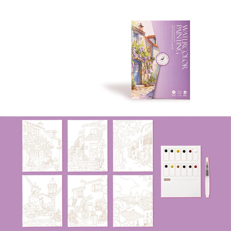 Watercolor Painting Set with Dipping Pen & Paper | 6-Piece Creative Art Kit