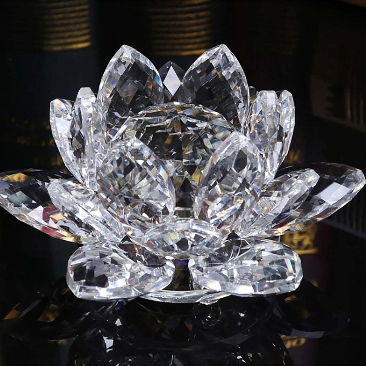 Crystal Lotus Flower Figurine | Sparkling Glass Décor in 8 Colors