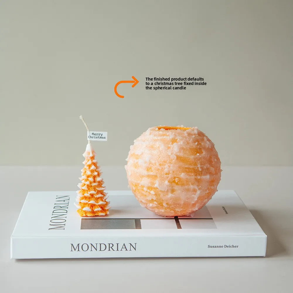 Handmade Spherical Aromatherapy Candle — Rotating Line Art Design