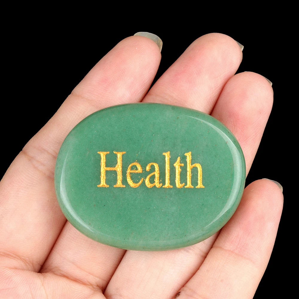 Engraved Crystal Reiki Stone | Natural Oval Healing Stone — Choose Your Crystal