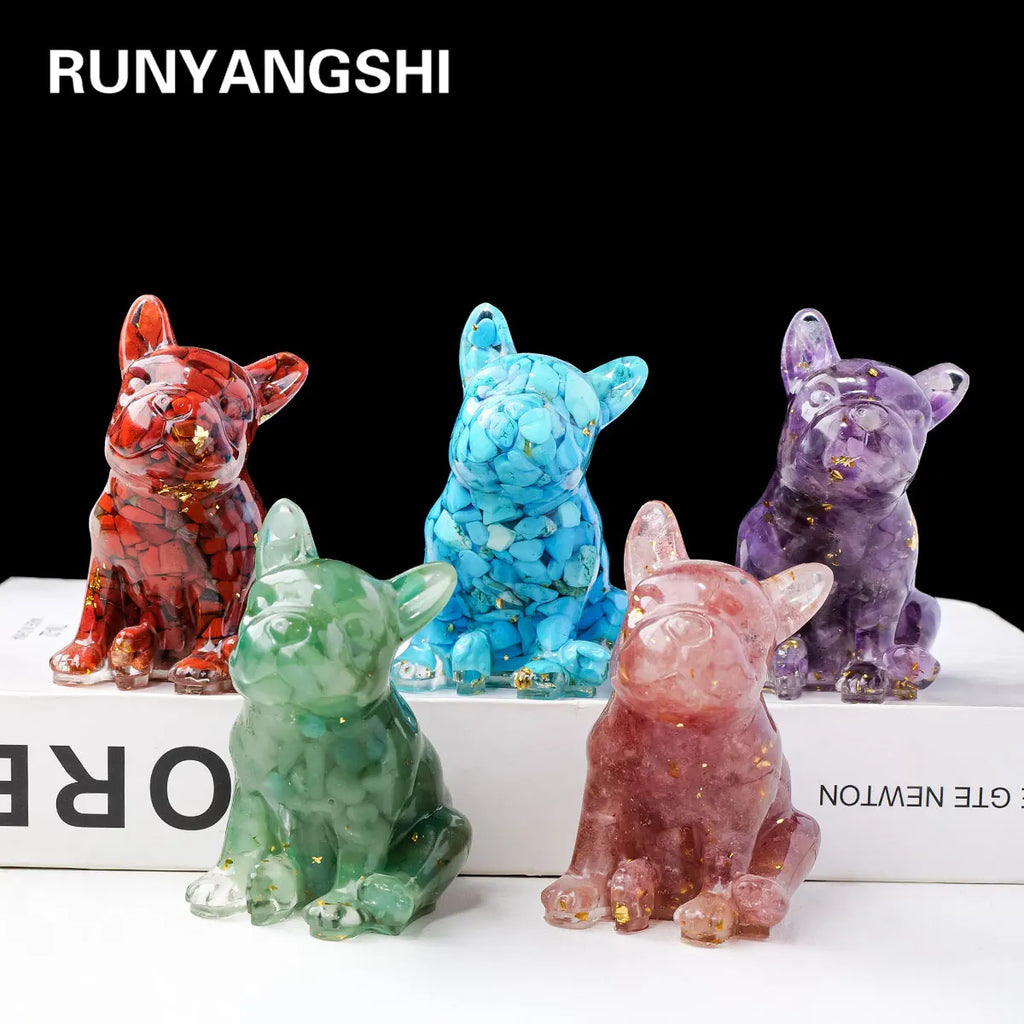 Dog Figurine | Resin & Crystal Gravel Keepsake