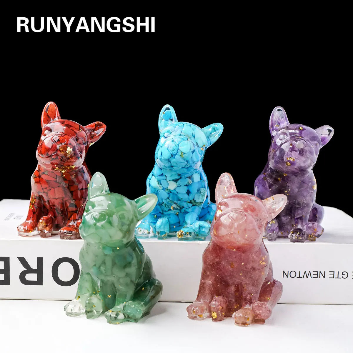 Dog Figurine | Resin & Crystal Gravel Keepsake