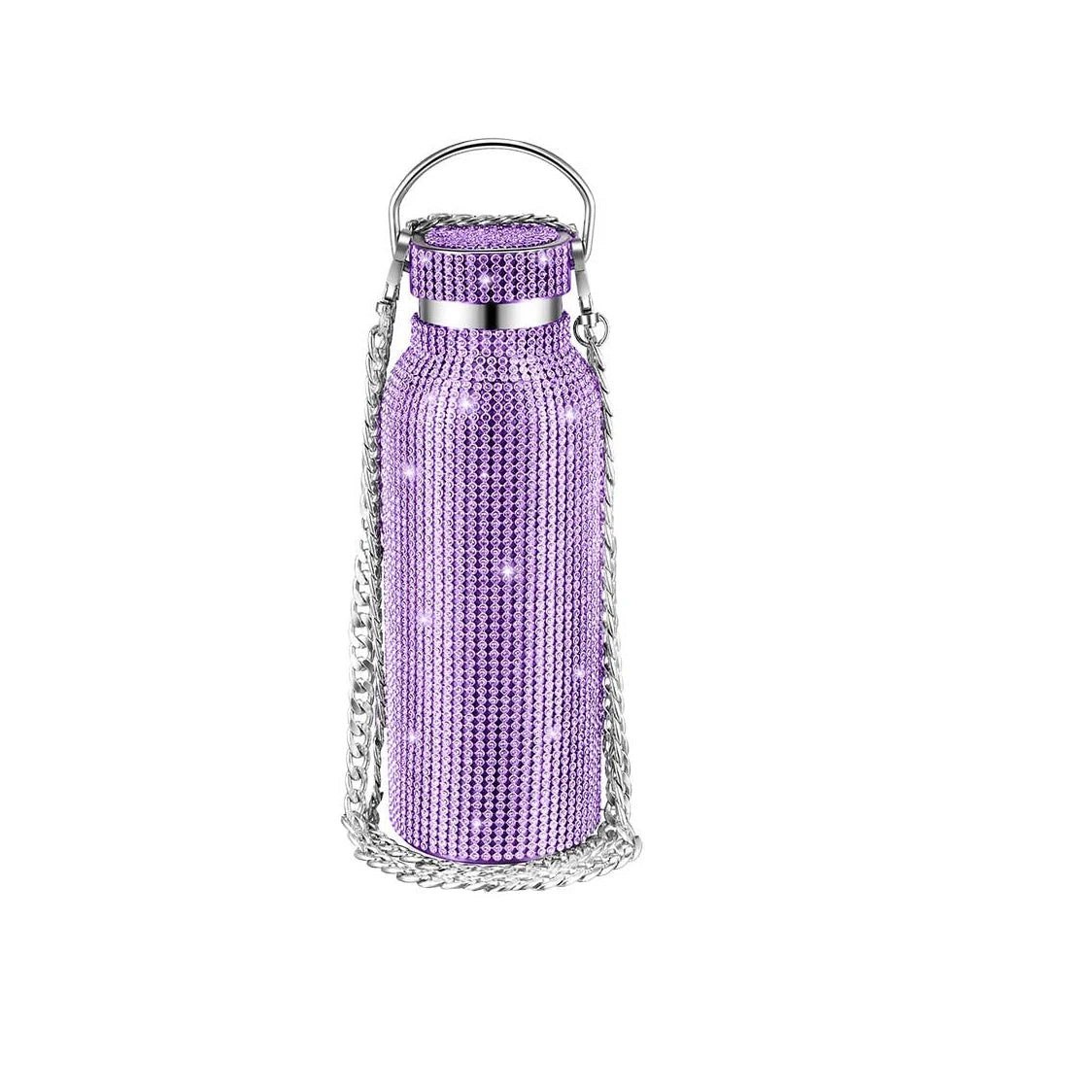 Shiny Glitter & Leopard Print Tumbler | Insulated Stainless Steel Cup with Chain