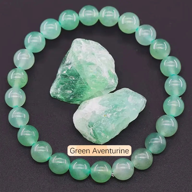 Natural Gemstone Beaded Bracelet — Healing Crystal Stretch Bracelet
