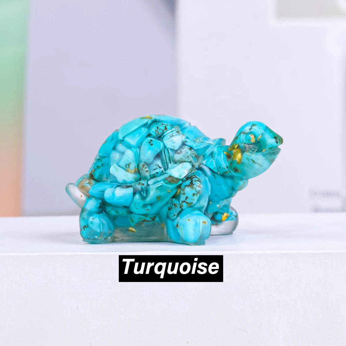 Natural Crystal Stone Turtle Statue — Reiki Figurine & Feng Shui Decor