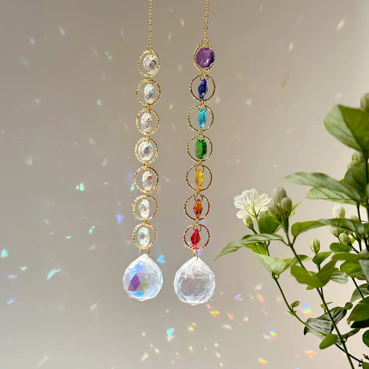 Rainbow Whimsy Crystal Suncatcher Mobile