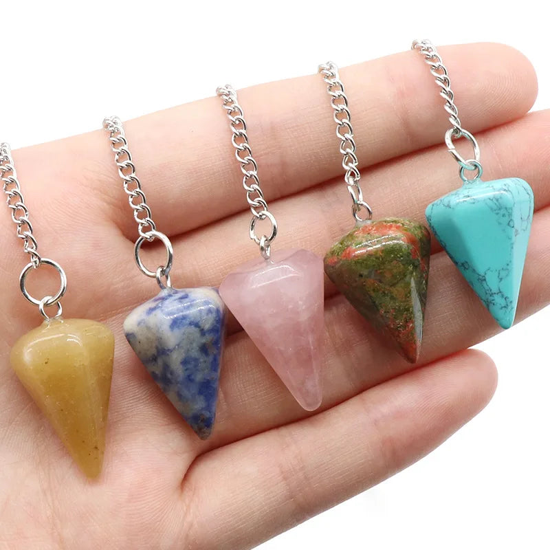 Natural Stone Crystal Pendulum Pendant