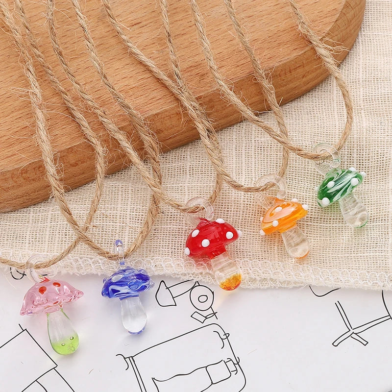 Lampwork Glass Mushroom Charm Bead – DIY Jewelry Pendant