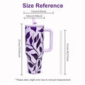 Purple Floral 40 oz Insulated Tumbler with Handle & Straw