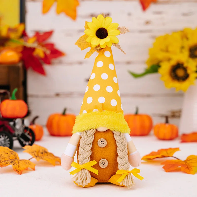 Fall Harvest Gnome Decoration — Maple Leaf & Pumpkin Tiered Tray & Table Décor